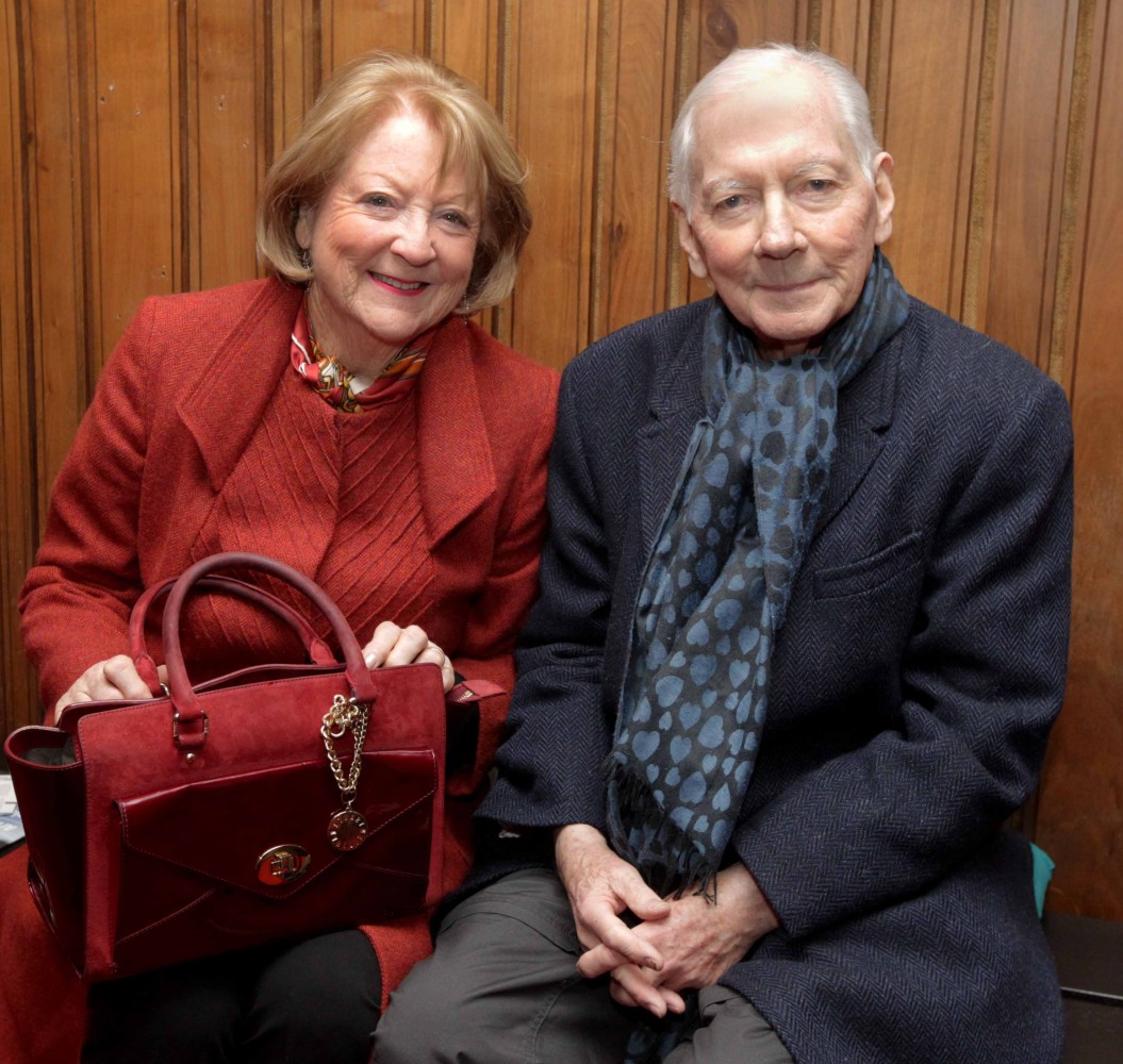 Kathleen Watkins and Gay Byrne pictured at the opening of Ballyturk at the Abbey Theatre
