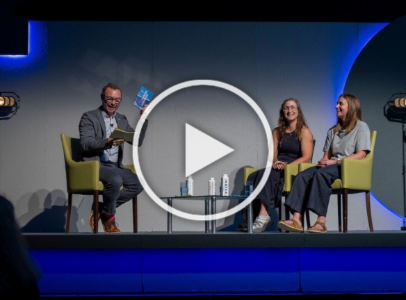 Sea swimmer banner image play button