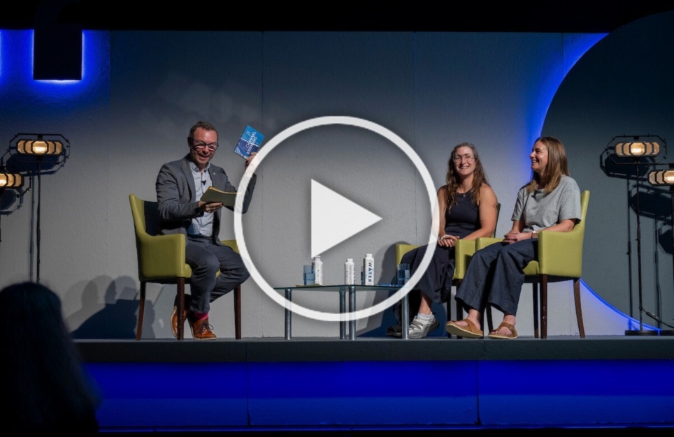 Sea swimmer banner image play button