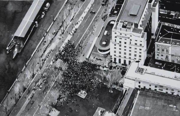 <p><em>Protest and Vigil, London, (March the 14th 2021, Scotland Yard)</em></p>
<p>Ink on paper. Dimensions 65 x 50cm ( Photography. Simon Mills)</p>