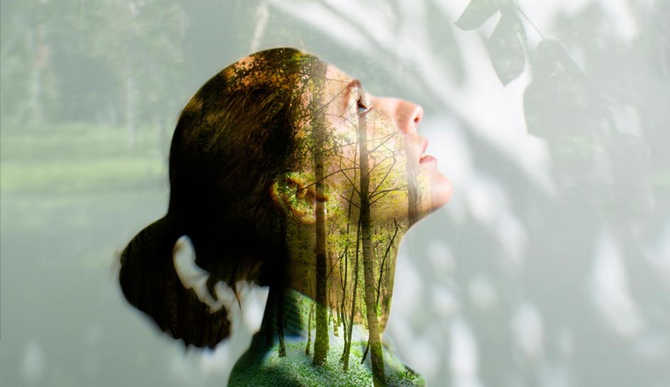 Arlington blog, photo of woman overlaid on forest