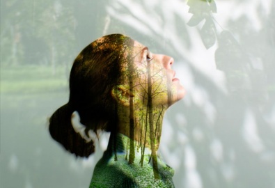 Arlington blog, photo of woman overlaid on forest
