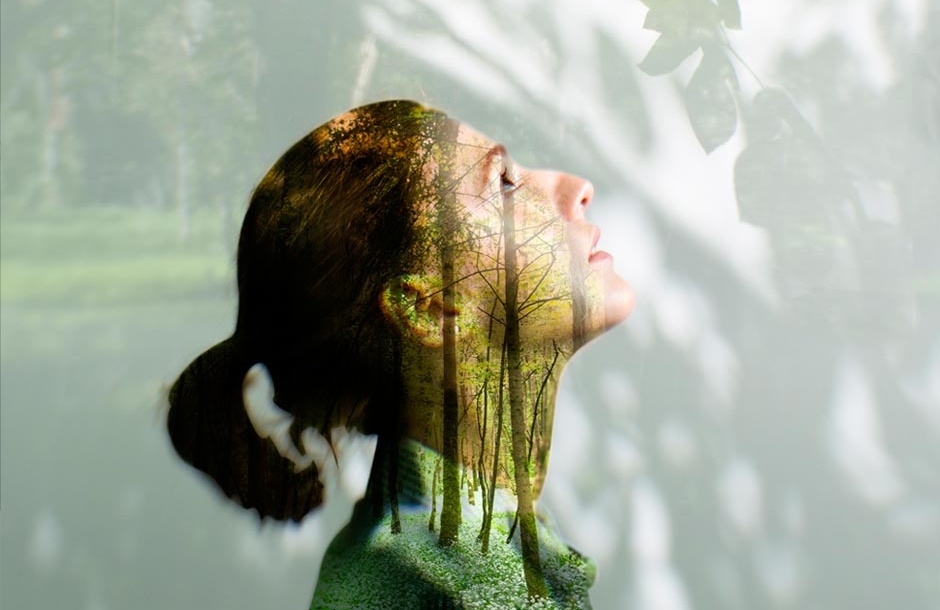 Arlington blog, photo of woman overlaid on forest