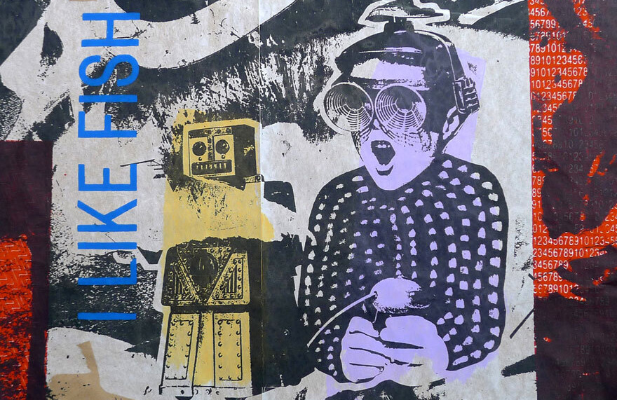 2 Berlin I like Fish A Screenprint by Francis Van Maele from Red Fox Press Co Mayo cropped
