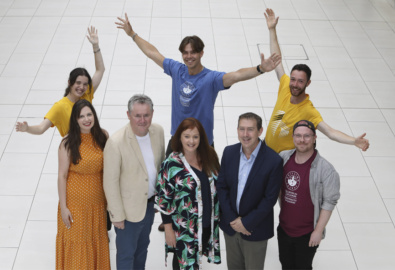 <p dir="ltr">Back row: University of Galway students Elizabeth Hole, Konrad Nadstawek and Raphaël Adams. Front Row: Rena Bryson and John Crumlish of Galway International Arts Festival, with Marianne Kennedy, Dr Paul Dodd and Jamie Bigley from University of Galway. Photo Credit: Aengus McMahon.<br /></p>